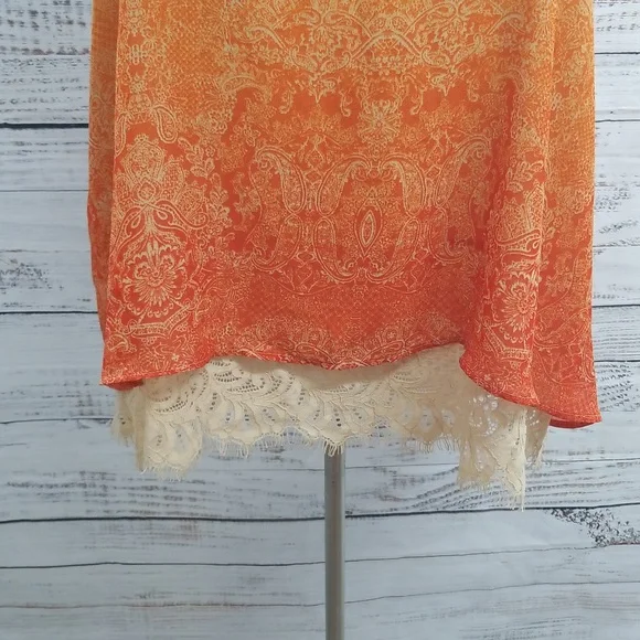 Cato Orange Ombre Lace Trim With Keyhole detail In The Back Top 22/24W - Picture 2 of 10
